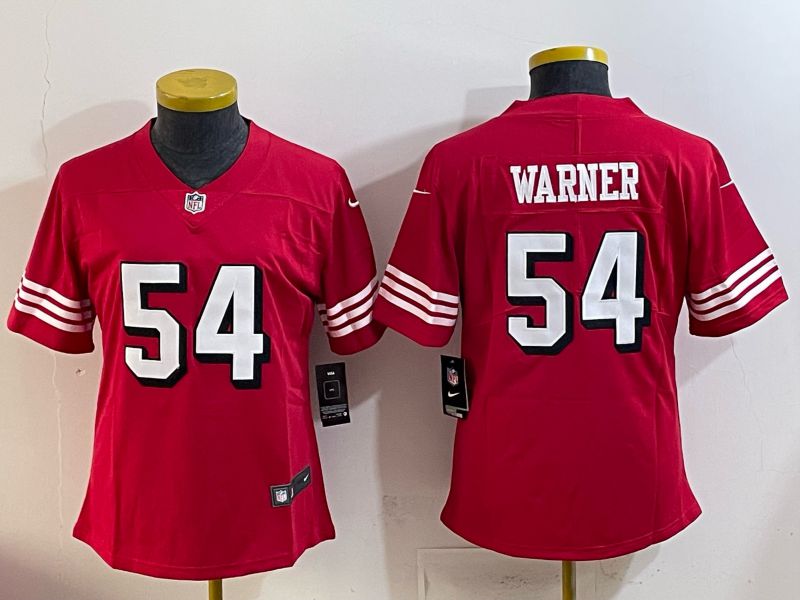 Women 2025 San Francisco 49ers #54 Warner Red Nike Limited NFL Jersey style 001